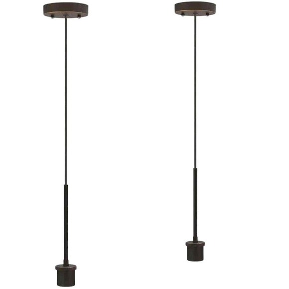 Set of 2 Oil-Rubbed Bronze Pendant Light Kits with Partial Metal Rods, NIB - Picture 1 of 9